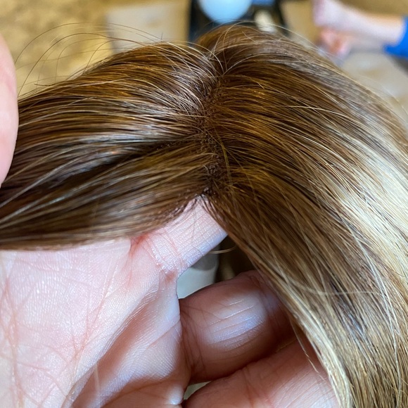 HUMAN HAIR Topper NEW WOT 100% Remy hair! Hidden Crown Brand Rooted Dark Blonde - Picture 9 of 16